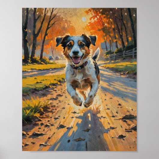 Poster Chien Bliss d'automne (Devant)