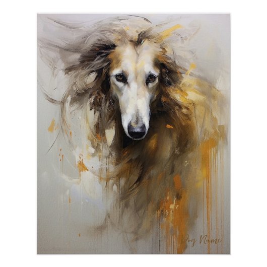 Poster Chien Borzoi au vent 003 - Yacobsen Derosana (Devant)