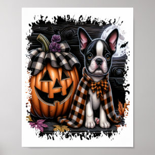 Poster Chien Boston Terrier Halloween