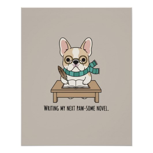 Poster Chien Bouledogue Français Créatif Écriture Accent (Devant)