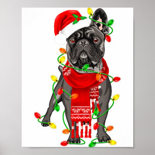 Poster Chien Bouledogue Français Drôle Arbre de Noël Lumi