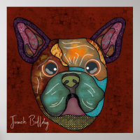 Chien bouledogue français fou peint à la main