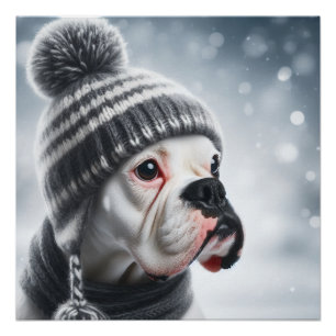 Poster Chien Boxer en Hiver