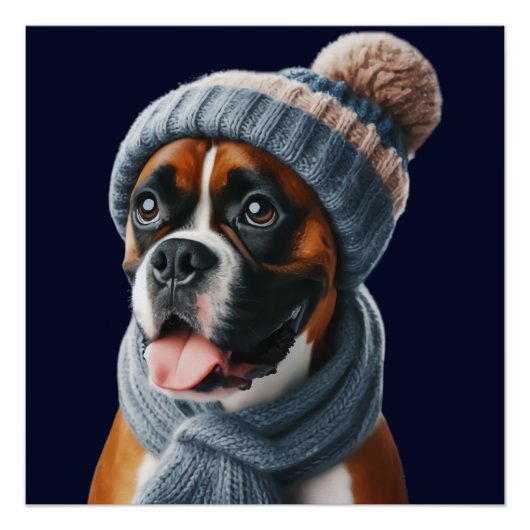 Poster Chien Boxer Nez Froids, Câlins Chauds (Devant)