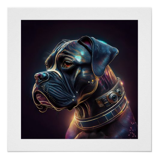 Poster Chien Boxer Steampunk (Devant)