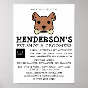 Poster Chien Brown avec os, Animaux de compagnie et Groom