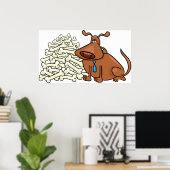 Poster Chien Brown avec Pile d'os Joli animal (Bureau à domicile)