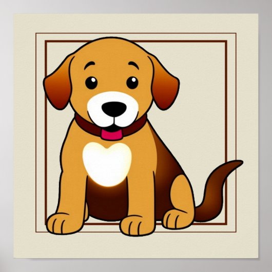 Poster Chien Brun, assis - (Devant)