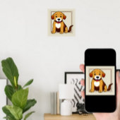 Poster Chien Brun, assis -