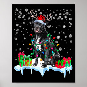 Poster Chien Cane Corso Pyjama Noël Chapeau de Père Noël