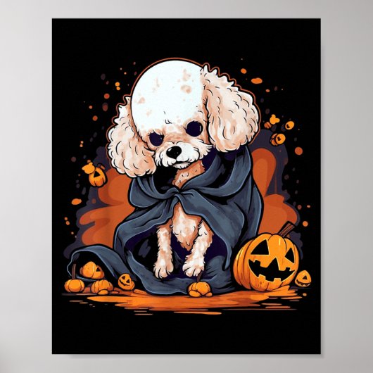 Poster Chien Caniche Halloween (Devant)