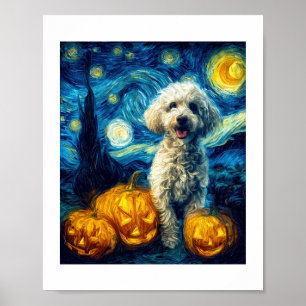 Poster Chien Caniche Mignon Halloween Jack O Lantern Citr