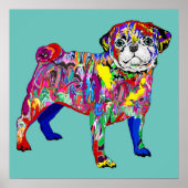 Poster Chien carlin de style rue coloré (Devant)