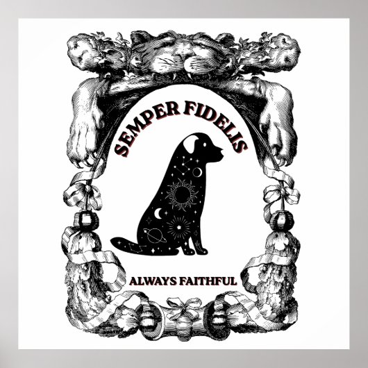Poster Chien céleste vintage Semper Fidelis (Devant)