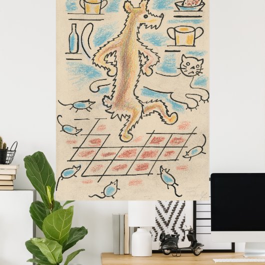 Poster Chien, chat et souris (Bureau à domicile)