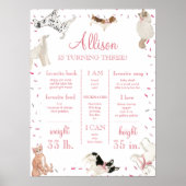 Poster Chien Chat Paw-ty Rose Girl Birthday Milestone Sig (Devant)