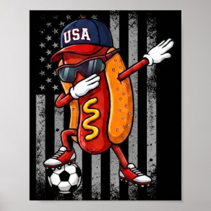 Poster Chien Chaud Dabbing Drôle Footballeurs Filles Garç
