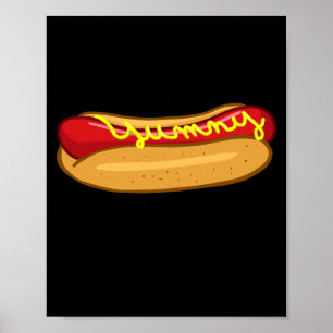 Poster Chien chaud drôle amateur de hot dog performance
