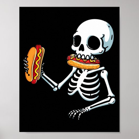 Poster Chien Chaud Squelette Halloween (Devant)