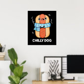 Poster Chien chéri Funny Chili Hot Dog Pun Dark BG (Bureau à domicile)