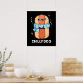 Poster Chien chéri Funny Chili Hot Dog Pun Dark BG (Cuisine)
