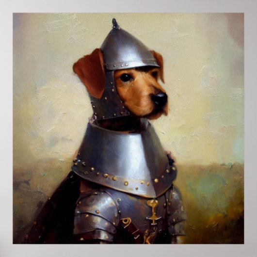Poster Chien Chevalier médiéval (Devant)