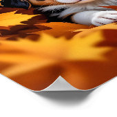 Poster Chien chic mignon dans les feuilles d'automne (Coin)