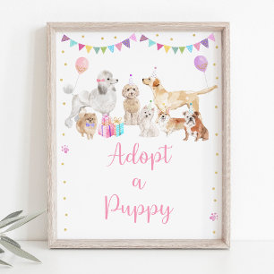 Poster Chien Chien Chien Rose Adopter Un Chien Chien Chie