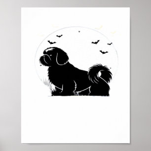 Poster Chien Chih Tzu - Silhouette de lune d'Halloween Cl
