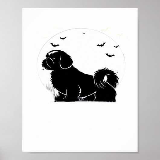 Poster Chien Chih Tzu - Silhouette de lune d'Halloween Cl (Devant)
