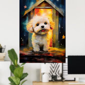 Poster Chien chiot fantaisiste du Havanais (Bureau à domicile)