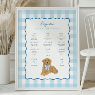 Poster Chien Chiot Golden Retriever 1er Anniversaire Étap