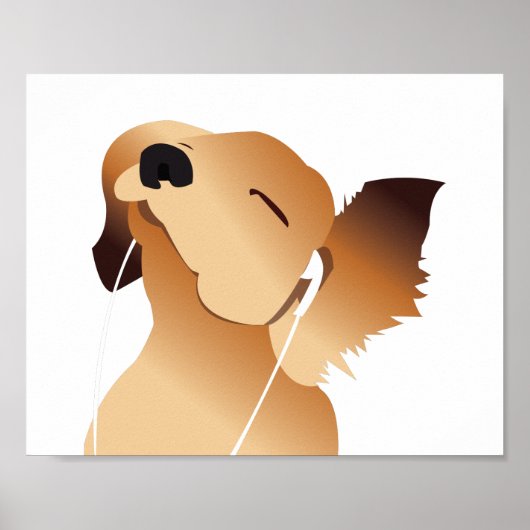 Poster Chien chiot Jammin' à la musique (Devant)