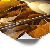 Poster Chien chiot jouant dans les feuilles d'automne (Coin)