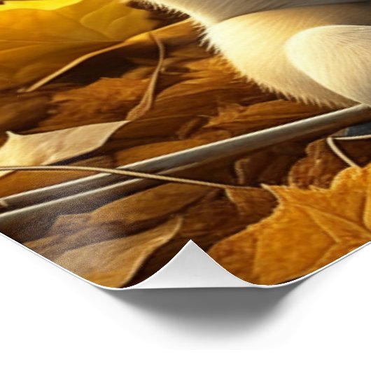 Poster Chien chiot jouant dans les feuilles d'automne (Coin)