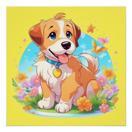 Poster Chien chiot mignon (Devant)