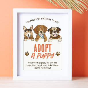 Poster Chien chiot Signal d'activité d'adoption Anniversa