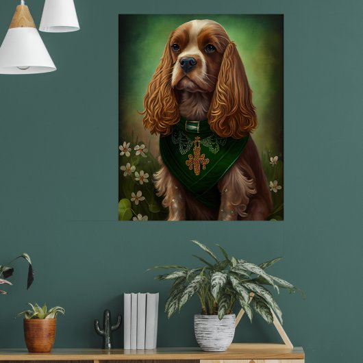 Poster Chien Cocker Spaniel en tenue de la Saint-Patrick (Salon 1)