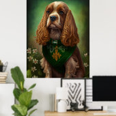 Poster Chien Cocker Spaniel en tenue de la Saint-Patrick (Bureau à domicile)