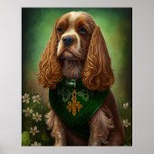 Poster Chien Cocker Spaniel en tenue de la Saint-Patrick (Devant)