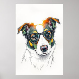 Poster Chien Cool avec Lunettes de Soleil