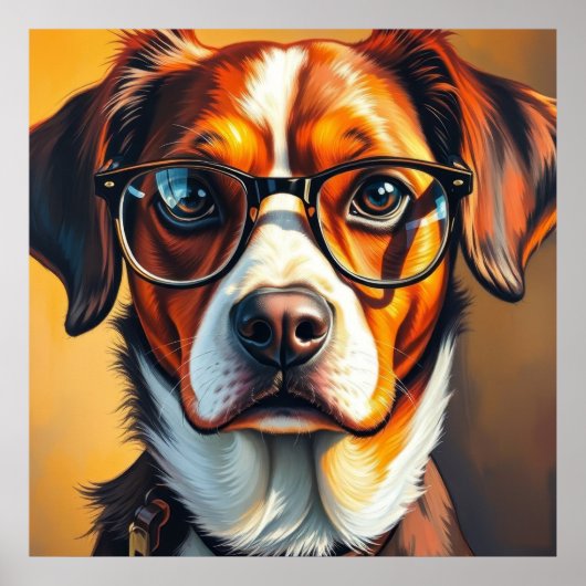 Poster Chien Cool avec Lunettes de Soleil (Devant)