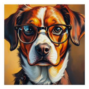 Poster Chien Cool avec Lunettes de Soleil