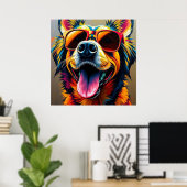 Poster Chien Cool avec Lunettes de Soleil (Bureau à domicile)