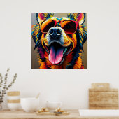 Poster Chien Cool avec Lunettes de Soleil (Cuisine)