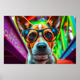 Poster Chien Cool avec Lunettes de Soleil