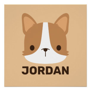 Poster Chien Corgi mignon avec nom personnalisé