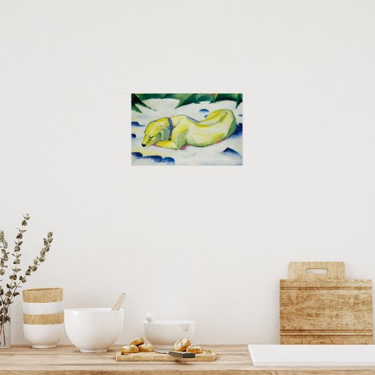 Poster Chien couché dans la neige peinture par Franz Marc (Cuisine)