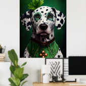 Poster Chien dalmate en tenue de la Saint Patrick (Bureau à domicile)