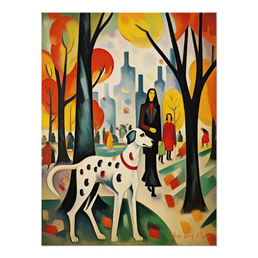 Poster Chien dalmate marchant dans le parc 02 - Madeleine (Devant)